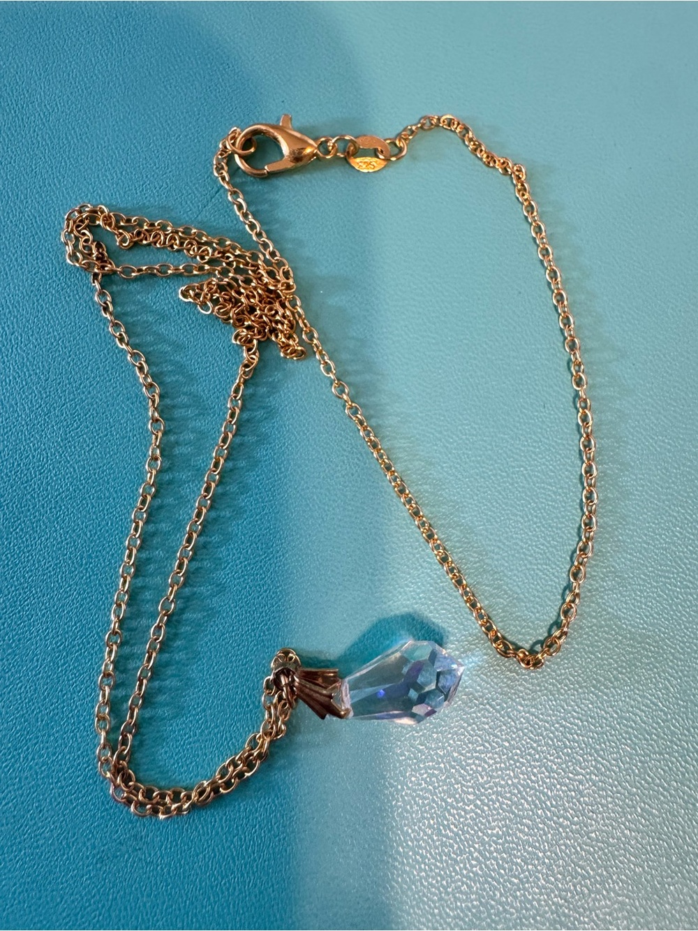 925 Sterling Silver Chain with Crystal Teardrop Pendant Necklace
